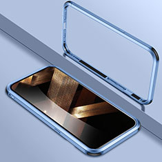Coque Bumper Luxe Aluminum Metal Etui LK2 pour Apple iPhone 15 Plus Bleu