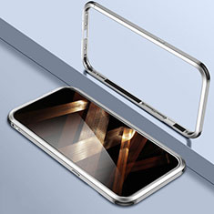 Coque Bumper Luxe Aluminum Metal Etui LO1 pour Apple iPhone 14 Pro Argent