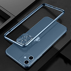 Coque Bumper Luxe Aluminum Metal Etui N01 pour Apple iPhone 12 Bleu