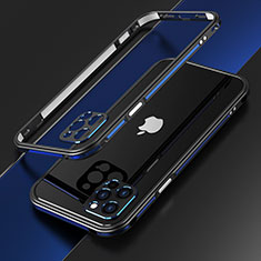 Coque Bumper Luxe Aluminum Metal Etui N01 pour Apple iPhone 12 Pro Bleu et Noir