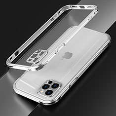 Coque Bumper Luxe Aluminum Metal Etui N01 pour Apple iPhone 12 Pro Max Argent