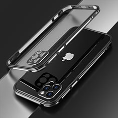 Coque Bumper Luxe Aluminum Metal Etui N01 pour Apple iPhone 12 Pro Max Argent et Noir