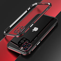Coque Bumper Luxe Aluminum Metal Etui N01 pour Apple iPhone 12 Pro Max Rouge et Noir