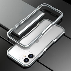 Coque Bumper Luxe Aluminum Metal Etui N02 pour Apple iPhone 12 Argent