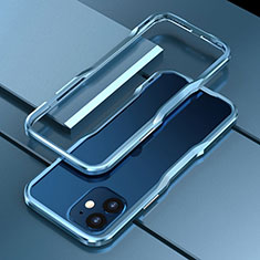 Coque Bumper Luxe Aluminum Metal Etui N02 pour Apple iPhone 12 Bleu