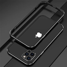 Coque Bumper Luxe Aluminum Metal Etui N02 pour Apple iPhone 12 Pro Argent et Noir
