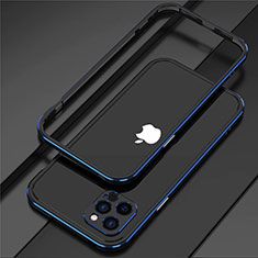 Coque Bumper Luxe Aluminum Metal Etui N02 pour Apple iPhone 12 Pro Bleu et Noir