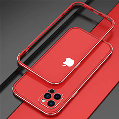 Coque Bumper Luxe Aluminum Metal Etui N02 pour Apple iPhone 12 Pro Rouge