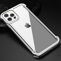 Coque Bumper Luxe Aluminum Metal Etui N04 pour Apple iPhone 12 Pro Argent