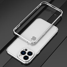 Coque Bumper Luxe Aluminum Metal Etui pour Apple iPhone 13 Pro Argent
