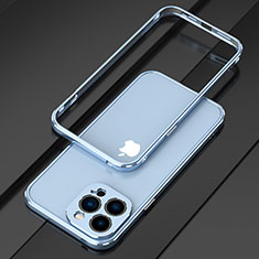 Coque Bumper Luxe Aluminum Metal Etui pour Apple iPhone 13 Pro Bleu Ciel