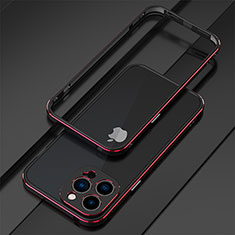 Coque Bumper Luxe Aluminum Metal Etui pour Apple iPhone 13 Pro Max Rouge et Noir