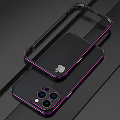 Coque Bumper Luxe Aluminum Metal Etui pour Apple iPhone 13 Pro Max Violet