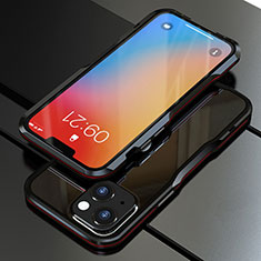 Coque Bumper Luxe Aluminum Metal Etui pour Apple iPhone 13 Rouge et Noir
