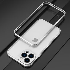 Coque Bumper Luxe Aluminum Metal Etui pour Apple iPhone 14 Pro Max Argent