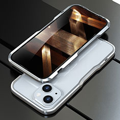 Coque Bumper Luxe Aluminum Metal Etui pour Apple iPhone 15 Argent