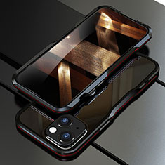 Coque Bumper Luxe Aluminum Metal Etui pour Apple iPhone 15 Rouge et Noir