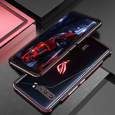 Coque Bumper Luxe Aluminum Metal Etui pour Asus ROG Phone 3 Strix ZS661KS Rouge et Noir