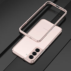 Coque Bumper Luxe Aluminum Metal Etui pour Samsung Galaxy S22 Plus 5G Or Rose