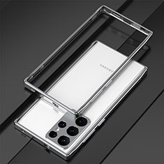 Coque Bumper Luxe Aluminum Metal Etui pour Samsung Galaxy S22 Ultra 5G Argent