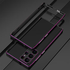 Coque Bumper Luxe Aluminum Metal Etui pour Samsung Galaxy S22 Ultra 5G Violet