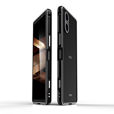 Coque Bumper Luxe Aluminum Metal Etui pour Sony Xperia 5 V Argent et Noir