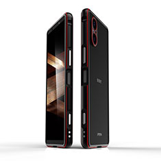 Coque Bumper Luxe Aluminum Metal Etui pour Sony Xperia 5 V Rouge et Noir