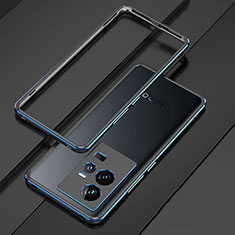 Coque Bumper Luxe Aluminum Metal Etui pour Vivo iQOO 11 Pro 5G Bleu