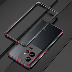 Coque Bumper Luxe Aluminum Metal Etui pour Vivo iQOO 11 Pro 5G Rouge et Noir