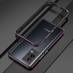 Coque Bumper Luxe Aluminum Metal Etui pour Vivo iQOO 8 5G Rouge et Noir