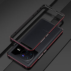 Coque Bumper Luxe Aluminum Metal Etui pour Vivo X80 5G Rouge et Noir