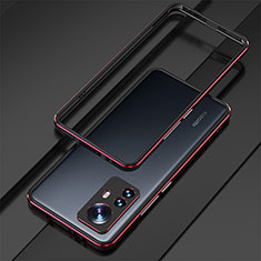 Coque Bumper Luxe Aluminum Metal Etui pour Xiaomi Mi 12 Pro 5G Rouge et Noir