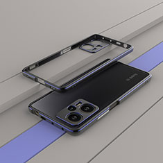 Coque Bumper Luxe Aluminum Metal Etui pour Xiaomi Poco F5 5G Bleu et Noir