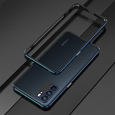 Coque Bumper Luxe Aluminum Metal Etui S01 pour Oppo Reno6 5G Bleu et Noir