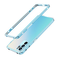 Coque Bumper Luxe Aluminum Metal Etui S01 pour Oppo Reno6 Pro 5G India Bleu Ciel