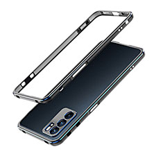Coque Bumper Luxe Aluminum Metal Etui S01 pour Oppo Reno6 Pro 5G India Bleu et Noir
