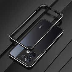 Coque Bumper Luxe Aluminum Metal Etui S01 pour Oppo Reno8 5G Argent et Noir