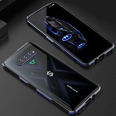 Coque Bumper Luxe Aluminum Metal Etui S01 pour Xiaomi Black Shark 4S Pro 5G Bleu et Noir
