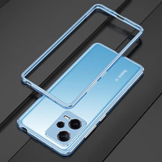 Coque Bumper Luxe Aluminum Metal Etui S01 pour Xiaomi Redmi Note 12 5G Argent et Bleu