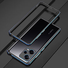 Coque Bumper Luxe Aluminum Metal Etui S01 pour Xiaomi Redmi Note 12 5G Bleu et Noir