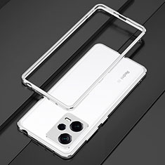 Coque Bumper Luxe Aluminum Metal Etui S01 pour Xiaomi Redmi Note 12 Pro 5G Argent