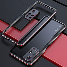 Coque Bumper Luxe Aluminum Metal Etui S02 pour Xiaomi Redmi Note 11 5G Rouge et Noir