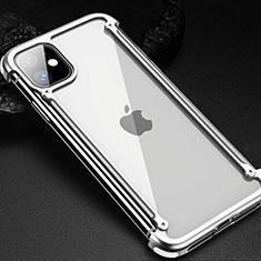 Coque Bumper Luxe Aluminum Metal Etui T01 pour Apple iPhone 11 Argent