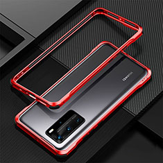 Coque Bumper Luxe Aluminum Metal Etui T01 pour Huawei P40 Pro Rouge