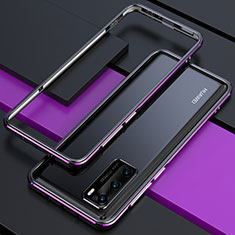 Coque Bumper Luxe Aluminum Metal Etui T01 pour Huawei P40 Violet