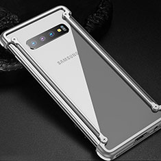 Coque Bumper Luxe Aluminum Metal Etui T01 pour Samsung Galaxy S10 Plus Argent