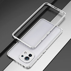 Coque Bumper Luxe Aluminum Metal Etui T01 pour Xiaomi Mi 11 Lite 5G NE Argent