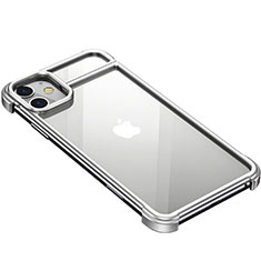 Coque Bumper Luxe Aluminum Metal Etui T02 pour Apple iPhone 11 Argent