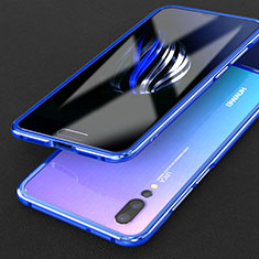Coque Bumper Luxe Aluminum Metal Etui T02 pour Huawei P20 Pro Bleu