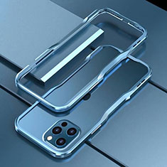 Coque Bumper Luxe Aluminum Metal Etui T03 pour Apple iPhone 12 Pro Bleu